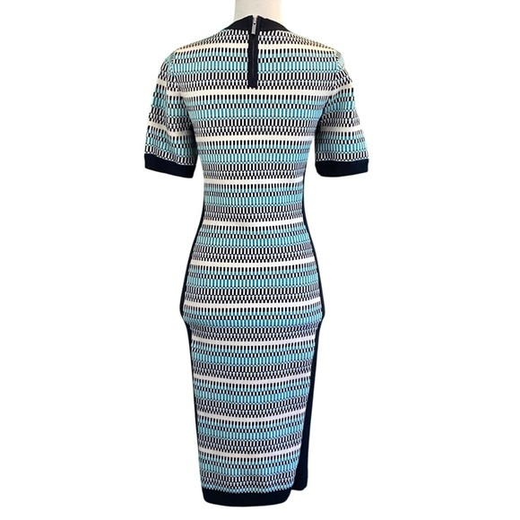 Karen Millen Half Sleeve Crew Neck Pattern Color Block Knit Sweater Dress Size M - Picture 3 of 6